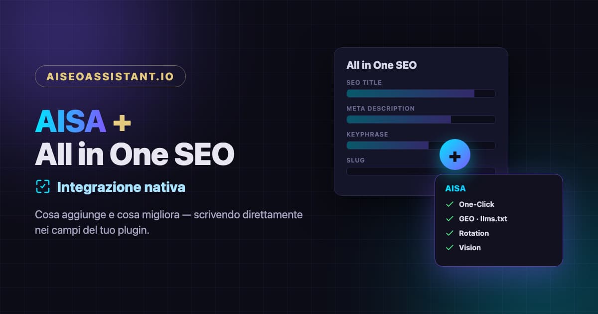 Integrazione AISA + All in One SEO: cosa aggiunge e cosa migliora